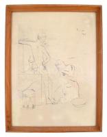 Pablo Picasso  rézkarcról készült ofszet nyomat. Üvegezett keretben, 34x26 cm