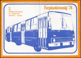 1978 BKV Forgalombiztonság 78, Ikarusz busz grafikával, reklám nyomtatvány, 15x21 cm