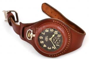 Elgin USA katonai zsebóra, működik, bőr szíjas tartóval