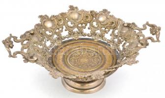 Alpakka asztali kínálótál, kopásnyomokkal, 31×24×10 cm