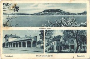 Balatonmáriafürdő, Badacsony látképe, Vasútállomás, szanatórium (fl)