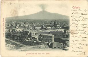 1900 Catania, panorama con vista dellEtna