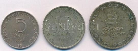 1948. 5Ft Ag "Petőfi"+ 10Ft Ag "Széchenyi"+ 20Ft Ag "Táncsics"- "...