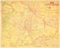 1943 Budapest térképe kissé foltos. 73x69 cm