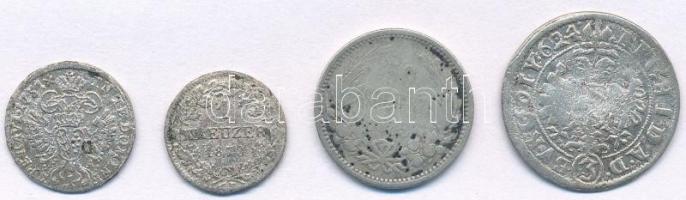 4db-os rossz állapotú ezüstérme tétel, közte Német Államok / Bajorország 1870. 1kr Ag T:2-,3 4pcs of various silver coins in bad condition, with German States / Bavaria 1870. 1 Kreuzer Ag C:VF,F