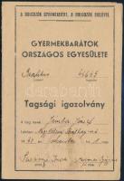 1947 Gyermekbarátok Országos Egyesületének grafikus csoportjának tagsági igazolványa Jámbor József Géza (1908-?) kémigráfus részére