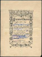 1927 OMIKE elismerő oklevele az OMIKE által rendezett kiállításon szereplő Jámbor József Géza (1908-?) cinkográfus tanonc részére