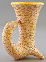 Iparművészeti Vállalatos Gorka mázas kerámia váza, jelzett, kopásnyomokkal, m: 17 cm