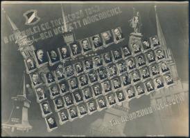 1944 Miskolci Ev. Tanárképző 1943-1944 végzett növendékei, tablófotó,az egyik sarkán törésnyommal, 20x28 cm