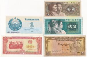 9db vegyes ázsiai bankjegy, közte kínai, iraki, kambodzsai darabok T:I-III 9pcs of mixed Asian banknotes, with Chinese, Iraqi, Cambodian pcs C:UNC-F