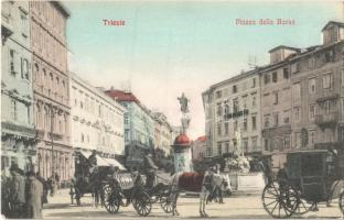 Trieste, Trieszt; Piazza della Borsa / square, horse chariots
