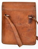 Retró katonai térképtáska, bőr, 25×28×5 cm