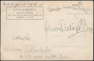 1920 Balatonfüred, fürdőzők csoportképe, Foto Kurzweil műterméből, 9x13,5 cm