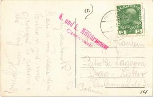 Kitsman, Kotzmann, Totalansicht / general view + "K.u. K. Militarzensur Czernowitz" cancel...
