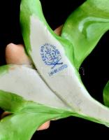 Herendi porcelán lótusz, kézzel festett, jelzett, lepattanással, 9×12 cm