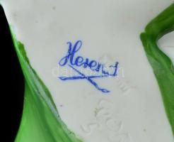 Herendi porcelán rózsa, kézzel festett, jelzett, lepattanással, 8×6 cm