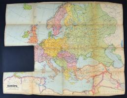 cca 1941 Európa térképe, 1:6,750.000, Szerk.: Dr. Koch Ferenc, Bp. Közlekedési Nyomda Kft, vászonra kasírozva, félvászon-tokban, a széleken gyűrődésekkel, 66x85 cm