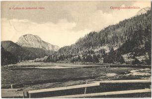 1912 Gyergyószentmiklós, Gheorgheni; Gyilkos-tó jobboldali része. Kossuth nyomda kiadása / Lacul Rosu / lake (fa)