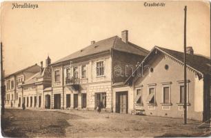 Abrudbánya, Abrud; Erzsébet tér, szálloda. Radó Boldizsár felvétele és kiadása / square, hotel (kopott sarkak / worn corners)