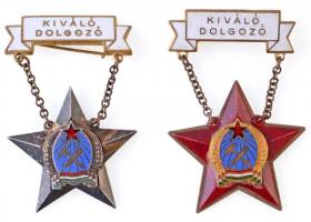 ~1950. Kiváló dolgozó Rákosi-címeres zománcozott fém kitüntetés (2x) T:2