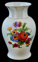 Zsolnay virágmintás porcelán váza, kézzel festett, jelzett, kis kopásnyomokkal, m: 14 cm
