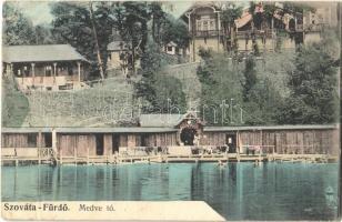 1917 Szováta-fürdő, Baile Sovata; Medve-tó, strand, fürdőzők, nyaraló. Kelemen Ádám kiadása / Lacul Ursu / lake, beach, bathers, villa (Rb)