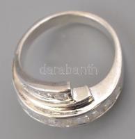 Ezüst(Ag) sokköves fantázia gyűrű, jelzett, méret: 56, bruttó: 6,7 g