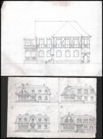 cca 1910-1920 4 db rajzolt ház terv. egyik a Ménesi út egy villájáról