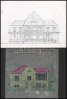 cca 1910-1920 4 db rajzolt ház terv. egyik a Ménesi út egy villájáról