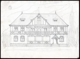 cca 1910-1920 4 db rajzolt ház terv. egyik a Ménesi út egy villájáról