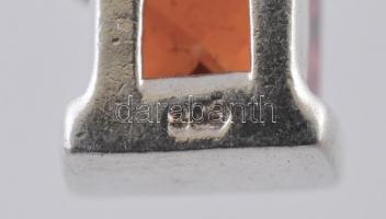 Ezüst(Ag) kígyó nyaklánc, piros köves függővel, jelzett, h: 50 cm, 0,7×1,8 cm, bruttó: 6,2 g