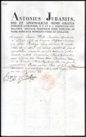 1837 Juranits Antal püspök nevében kiadott házassági ügyben kelt levél papírfelzetes viaszpecséttel
