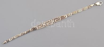 Ezüst(Ag) meandermintás verlauf karkötő, jelzett, h: 18,5 cm, nettó: 9 g