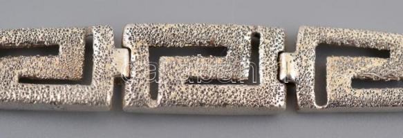 Ezüst(Ag) meandermintás verlauf karkötő, jelzett, h: 18,5 cm, nettó: 9 g