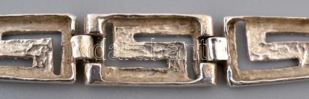 Ezüst(Ag) meandermintás verlauf karkötő, jelzett, h: 18,5 cm, nettó: 9 g