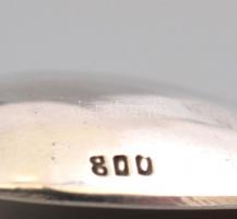 Ezüst(Ag) rózsás nyelű mokkás kanál, jelzett, h: 10,3 cm, nettó: 12,1 g