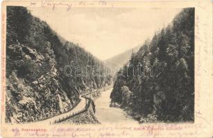 1904 Petrozsény, Petrosani; Részlet a szurduki szorosból. Herz Arnold és Grausam Károly kiadása / Pasul Surduc / Surduc gorge, mountain pass (EK)