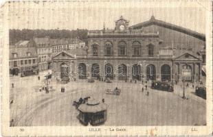 1912 Lille, la Gare / railway station, trams (EK)