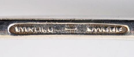 Ezüst(Ag) virágos nyelű, háromágú villa, jelzett, h: 23 cm, nettó: 52,2 g