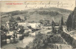 Topánfalva, Topersdorf, Campeni; látkép, híd az Aranyos folyón. Csiky Testvérek kiadása / general view, Aries riverside, bridge (Rb)