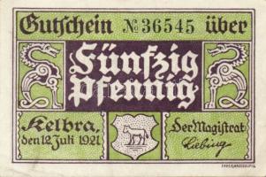 Német Birodalom/Weimari Köztársaság/ Kelbra 1921. 50Pf(6x) 6klf db, teljes sor T:I,I-