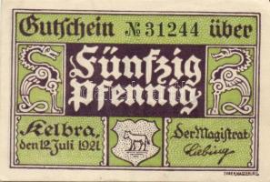 Német Birodalom/Weimari Köztársaság/ Kelbra 1921. 50Pf(6x) 6klf db, teljes sor T:I,I-