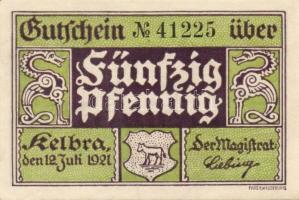 Német Birodalom/Weimari Köztársaság/ Kelbra 1921. 50Pf(6x) 6klf db, teljes sor T:I,I-