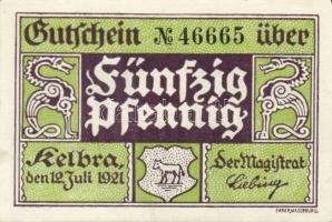 Német Birodalom/Weimari Köztársaság/ Kelbra 1921. 50Pf(6x) 6klf db, teljes sor T:I,I-