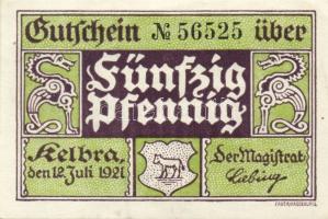 Német Birodalom/Weimari Köztársaság/ Kelbra 1921. 50Pf(6x) 6klf db, teljes sor T:I,I-