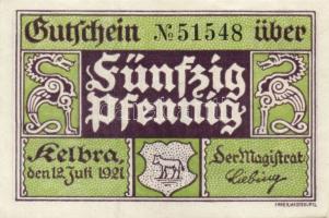 Német Birodalom/Weimari Köztársaság/ Kelbra 1921. 50Pf(6x) 6klf db, teljes sor T:I,I-