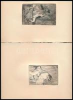 Jelzés nélkül: Aktok, 6 db. Rézkarc, papír, 7×10 cm