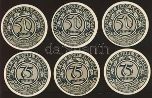 Német Birodalom/Weimari Köztársaság/ Eckartsberga 1921. 50Pf(3x) + 75Pf(3x) összesen 6klf db, teljes sor T:I