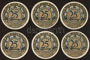 Német Birodalom/Weimari Köztársaság/ Eckartsberga 1921. 25Pf(6x) 6klf db, teljes sor T:I
