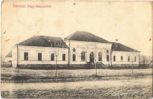 Nagybacon, Nagy-Baczon, Batanii Mari; Községháza / town hall (apró lyukak / tiny pinholes)